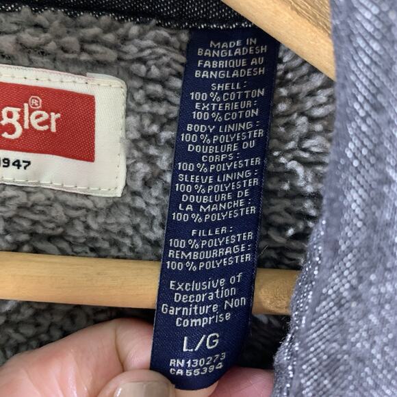 Wrangler Men Sherpa Lined Shacket Sz L Charcoal Gray Workwear Utility Streetwear - Picture 11 of 13